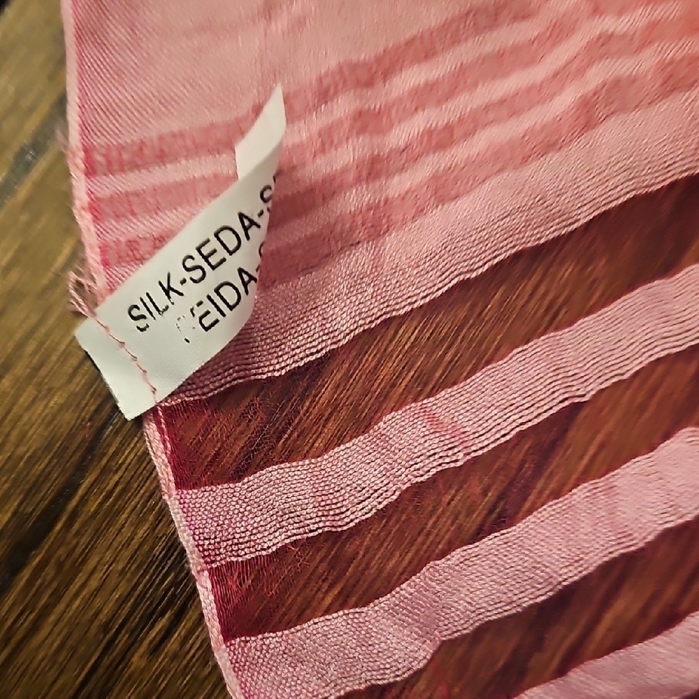 Pink Silk Shawl Scarf Wrap - Picture 7 of 7